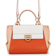将图像加载到图库查看器中，Ferragamo Sofia Gancini 2-way Bag Orange/Light Pink/WhiteFZ21 D570 Leather Size Small
