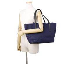 Load image into Gallery viewer, JIMMY CHOO Star motif tote bag Navy/Black Canvas Leather
