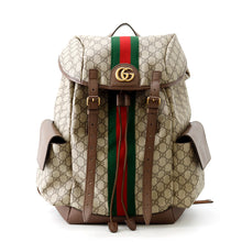 Load image into Gallery viewer, GUCCI Offdia Backpack Brown/Red/Green598140 GG Supreme Leather Size Medium
