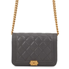 Load image into Gallery viewer, CHANEL Boy Chanel Chain Wallet GrayA67364 Caviar Leather
