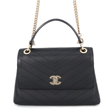 将图像加载到图库查看器中，CHANEL Chevron 2-way Handle Bag BlackA57147 Calf Leather Size Small
