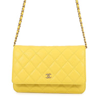 CHANEL Matelasse ChainShoulder wallet YellowAP0250 Caviar Leather