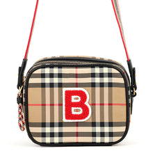 Load image into Gallery viewer, BURBERRY Nova Check B Patch Shoulder Bag Beige/Black/Red8023901 Nylon Leather

