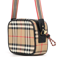 Load image into Gallery viewer, BURBERRY Nova Check B Patch Shoulder Bag Beige/Black/Red8023901 Nylon Leather
