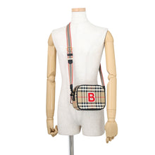Load image into Gallery viewer, BURBERRY Nova Check B Patch Shoulder Bag Beige/Black/Red8023901 Nylon Leather
