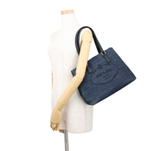 Load image into Gallery viewer, PRADA Tote Bag Indigo/Black1BG356 Denim Leather
