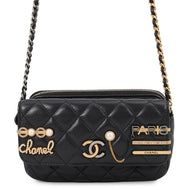 CHANEL Matelasse ChainShoulder wallet BlackAP2508 Lamb