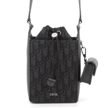 将图像加载到图库查看器中，Dior Oblique Bucket Shoulder Bag Black2LECA594 Canvas Leather
