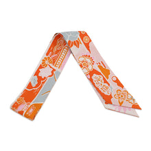 将图像加载到图库查看器中，HERMES Twilly Bingata Orange/Multicolor Silk100%
