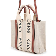 将图像加载到图库查看器中，Chloe Woody 2WAY Bag Small Beige/BrownCHC22AS397I2690U Canvas Leather
