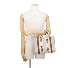 将图像加载到图库查看器中，Chloe Woody 2WAY Bag Small Beige/BrownCHC22AS397I2690U Canvas Leather
