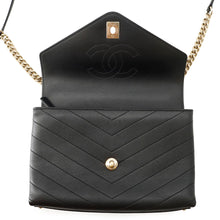 Load image into Gallery viewer, CHANEL Chevron ChainShoulder Black Leather
