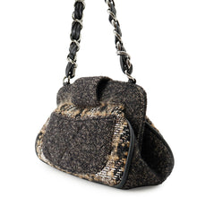Load image into Gallery viewer, CHANEL Chain one belt Black/Dark Brown/Multicolor Tweed Leather
