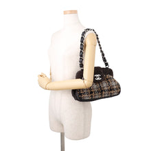 将图像加载到图库查看器中，CHANEL Chain one belt Black/Dark Brown/Multicolor Tweed Leather
