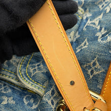 将图像加载到图库查看器中，LOUIS VUITTON Baggy Blue/YellowM95048 Monogram Denim Size GM
