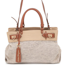 Load image into Gallery viewer, Ferragamo Gancini 2WAYBag Beige/Brown21C464 Canvas Leather
