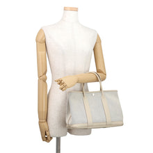 Load image into Gallery viewer, HERMES Garden Party Craie/Ecru/Blue de Prusse Toile H Country Leather Size TPM
