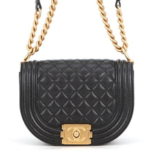 Load image into Gallery viewer, CHANEL Boy Chanel Half Moon Shoulder Bag BlackAS3350 Caviar Leather Size Small
