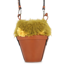 将图像加载到图库查看器中，Maison Margiela Margiela Flowerpot Shoulder Bag Brown/Green/YellowSB3WG0043P6432HA208 Leather Fur Size Mini
