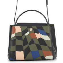 Load image into Gallery viewer, Valextra Valextra Arthur Albesse Collaboration Brera 2-Way Top Handle Bag Khaki/Multicolor Leather Size Medium

