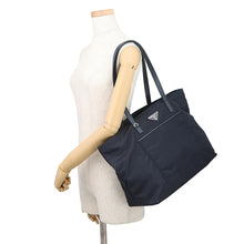 Load image into Gallery viewer, PRADA Triangle Logo Tote Bag Navy1BG052 Nylon Leather
