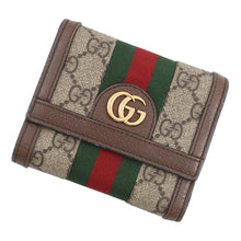 Load image into Gallery viewer, GUCCI Compact Wallet GG Supreme Ophidia Beige/Brown523174 GG Supreme/Leather
