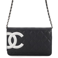 Load image into Gallery viewer, CHANEL Cambon line Chain wallet Black/SilverA46646 Leather
