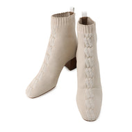 HERMES Short boots Vol Vert Beige Knit Size 37