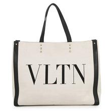Load image into Gallery viewer, Valentino Garavani Logo Canvas Tote Beige/BlackTW2B0D21FWB Leather Canvas
