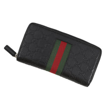 将图像加载到图库查看器中，GUCCI Cherie Line Zip Around Wallet Black/Green/Red408831 Leather
