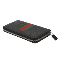 将图像加载到图库查看器中，GUCCI Cherie Line Zip Around Wallet Black/Green/Red408831 Leather
