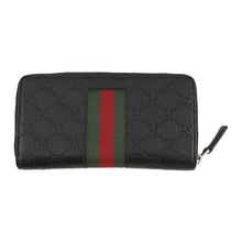 将图像加载到图库查看器中，GUCCI Cherie Line Zip Around Wallet Black/Green/Red408831 Leather
