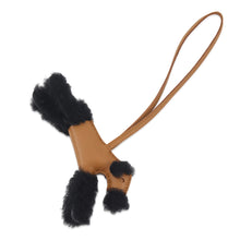 Load image into Gallery viewer, HERMES Buddy Bag Charm Kraft/Black Lambskin Mouton
