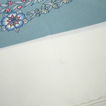 将图像加载到图库查看器中，HERMES Carre Bride de Gala en Fleur Size 90 White/Blue Gacier/Green Silk100%
