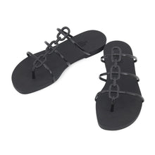 Load image into Gallery viewer, HERMES Mykonos Sandals Black Rubber Size 37
