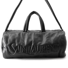 Load image into Gallery viewer, SAINT LAURENT PARIS Wide Logo Puffer Boston Bag Black797640AACIW1000 Lambskin
