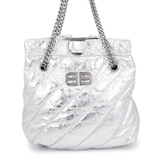Load image into Gallery viewer, BALENCIAGA Crash Chain Tote Bag Silver742942210IW8110 Leather Size Small
