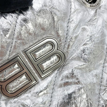 Load image into Gallery viewer, BALENCIAGA Crash Chain Tote Bag Silver742942210IW8110 Leather Size Small
