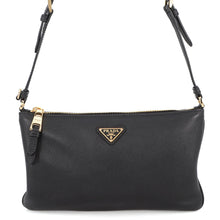 将图像加载到图库查看器中，PRADA Triangle Logo Shoulder Bag Black1BC238 Leather
