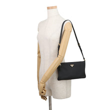 Load image into Gallery viewer, PRADA Triangle Logo Shoulder Bag Black1BC238 Leather

