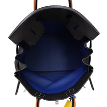 Load image into Gallery viewer, HERMES HAUT A COURROIES Tricolore Black/Gold/Blue Royal Togo Leather Size 40
