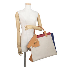 将图像加载到图库查看器中，HERMES Himalayan Handbag Natural/Rouge Vif/Navy Toile H Box Calf Leather
