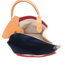 将图像加载到图库查看器中，HERMES Himalayan Handbag Natural/Rouge Vif/Navy Toile H Box Calf Leather
