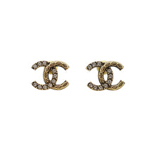 Load image into Gallery viewer, CHANEL CC Logo Stud Earrings GoldABD766 Rhinestone Metal
