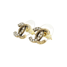 Load image into Gallery viewer, CHANEL CC Logo Stud Earrings GoldABD766 Rhinestone Metal
