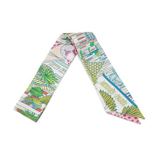 将图像加载到图库查看器中，HERMES Twilly ANIMA POLIS Blanc/Vert/Rose Silk100%
