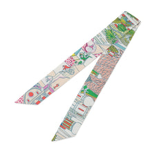 将图像加载到图库查看器中，HERMES Twilly ANIMA POLIS Blanc/Vert/Rose Silk100%
