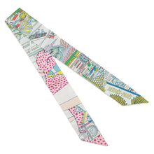 将图像加载到图库查看器中，HERMES Twilly ANIMA POLIS Blanc/Vert/Rose Silk100%
