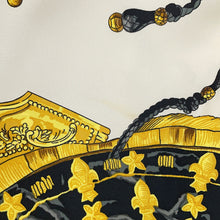 将图像加载到图库查看器中，HERMES Carre LES CLES Key Size 90 Black/White/Gold Silk100%
