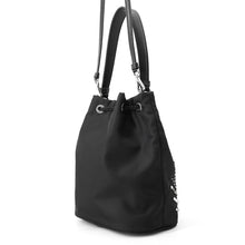 Load image into Gallery viewer, PRADA Re-Nylon Drawstring Bag 2WAYBag Black1BE067 Nylon Leather Rhinestone Beads
